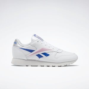 Reebok Classic Leather Turnschuhe Damen - Weiß/Blau/Rosa - DE 295-JRL